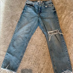 TOPSHOP by Nordstrom - Straight Ripped Blue Jeans